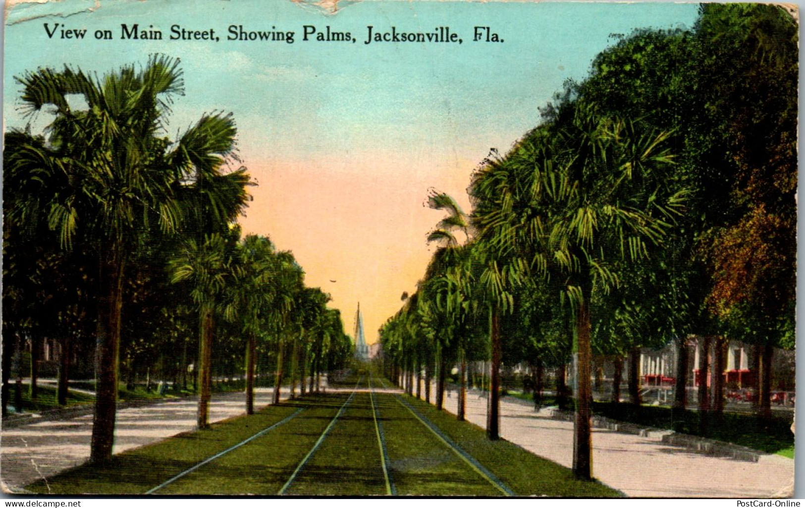 46035 - USA - Jacksonville , View On Main Street , Showing Palms , Florida - Gelaufen 1914 - Jacksonville