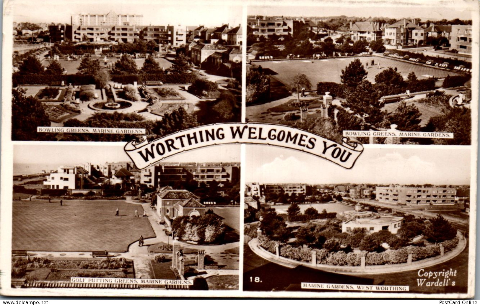 46020 - Großbritannien - Worthing , Golf Putting Greens , Bowling Greens , Marine Gardens - Gelaufen  - Worthing