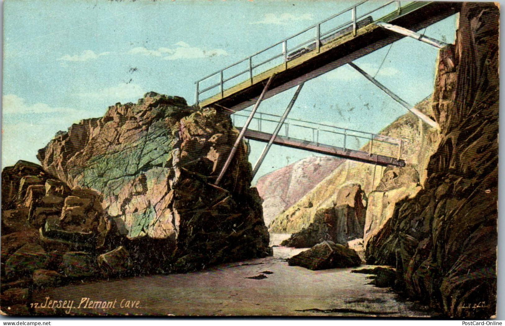 46016 - Jersey - Plemont Cave , Bridge - Gelaufen 1921 - Plemont