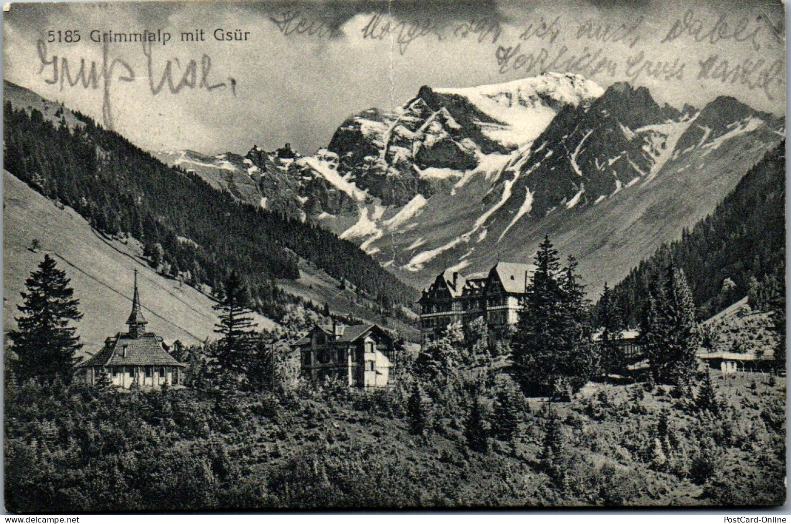 45887 - Schweiz - Diemtigen , Grimmialp Mit Gsür , Diemtigtal , L. Beschädigt - Gelaufen 1913 - Diemtigen