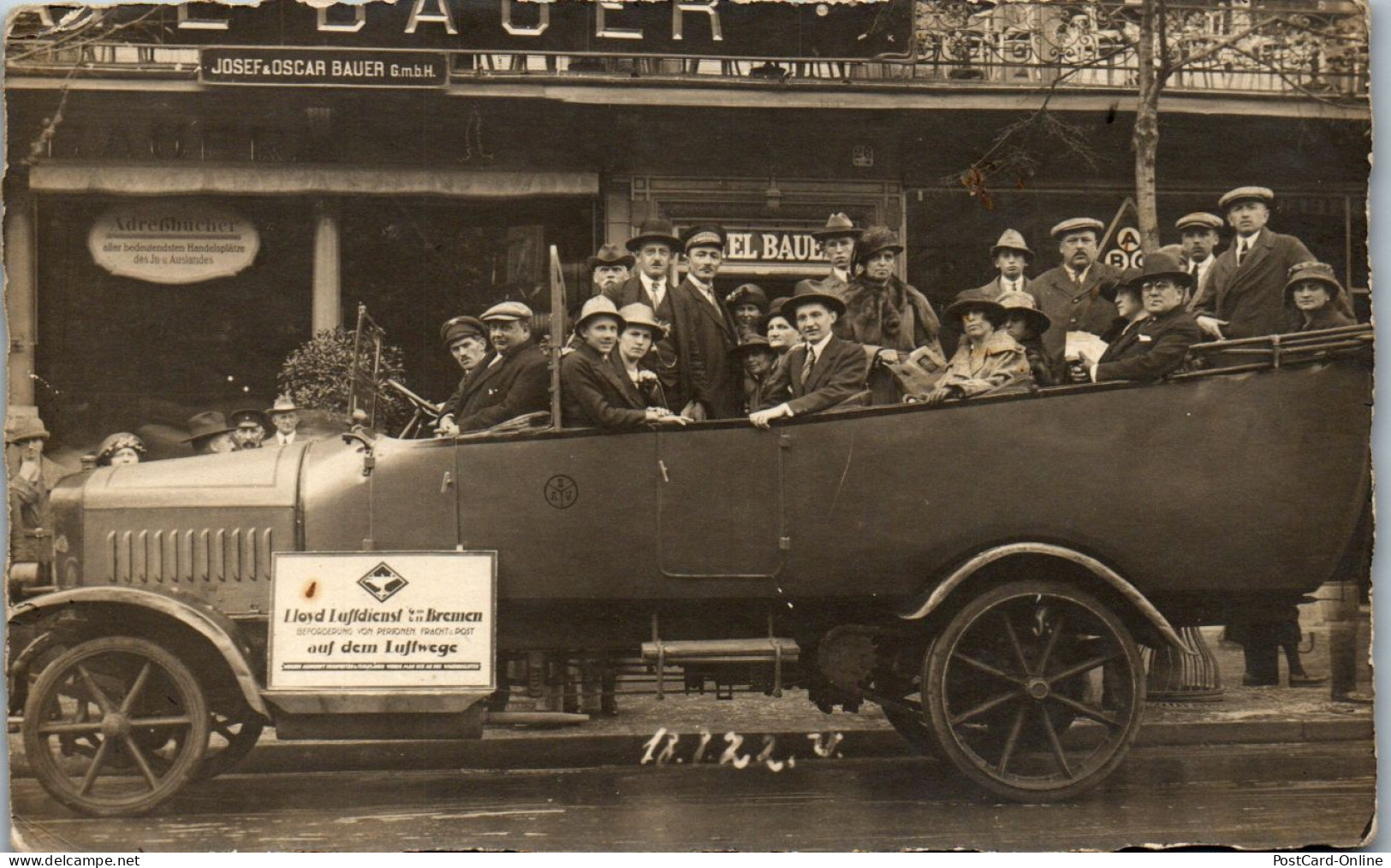 45827 - Auto - Bus , Autobus Omnibus Lloys Luftdienst Bremen , Cafe Bauer - Nicht Gelaufen 1922 - Taxis & Fiacres