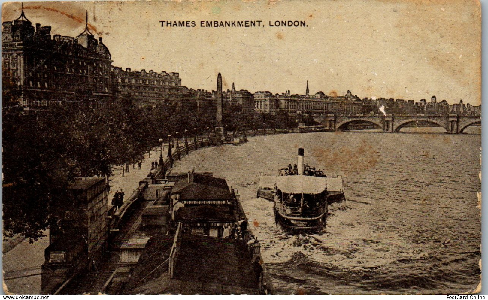 46461 - Großbritannien - London , Thames Embankment , Ship , Schiff - Gelaufen  - River Thames