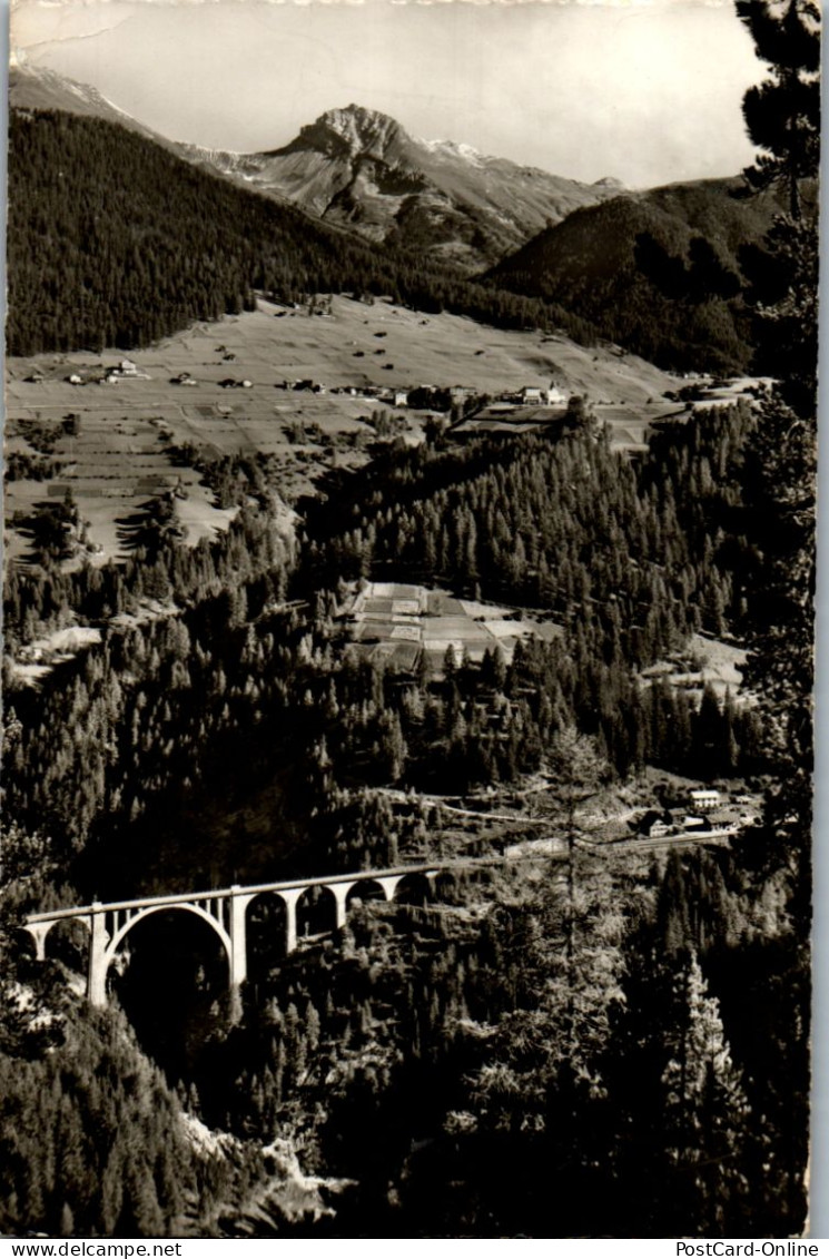 46285 - Schweiz - Wiesen , Mit Viadukt Und Valbellahorn , Grauibünden - Gelaufen 1958 - Wiesen