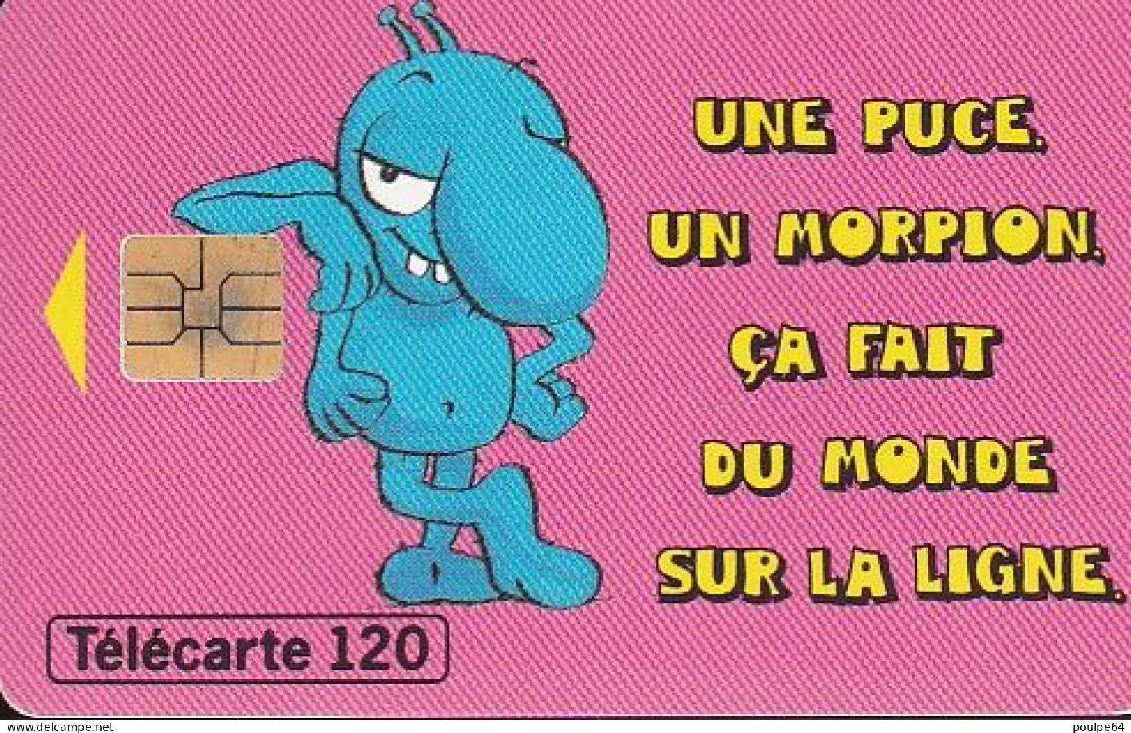 F617 - 01/1996 - MORPION 2 ROSE - 120 S03  - (verso : N° Deux Lignes - 2ème Ligne Vers La Gauche Sous Le A) - 1996