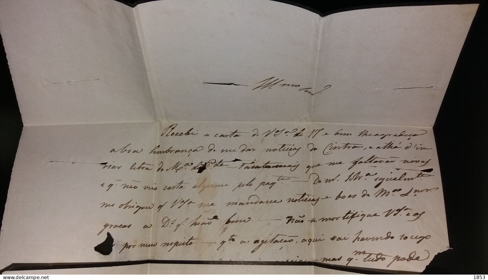 1854 - CORREIO MARITIMO - PAQUETE BRITANICO - B.C CADIZ - CORTES DE DESINFECTAÇÂO - Brieven En Documenten