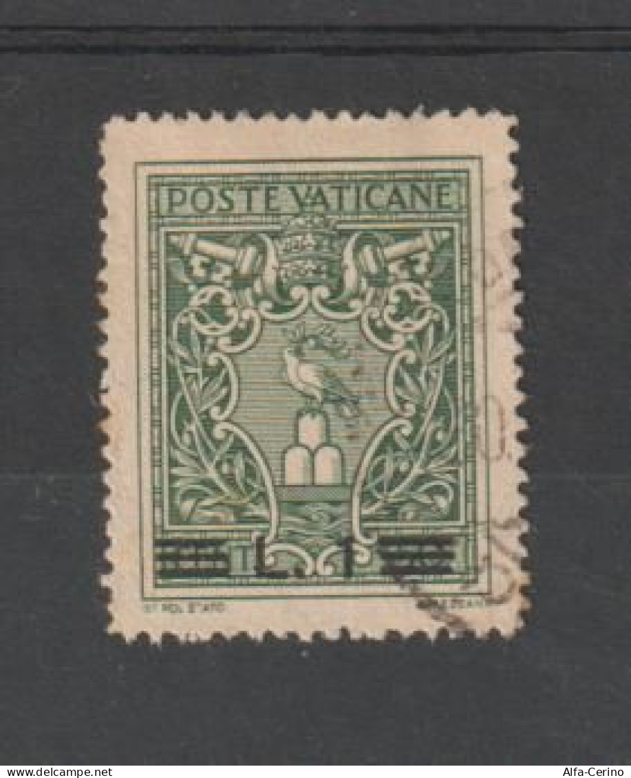 VATICANO:  1945  SOPRASTAMPA  MODIFICATA  -  £. 1 / 50 C. VERDE  US. -  SASS. 104 A - Used Stamps