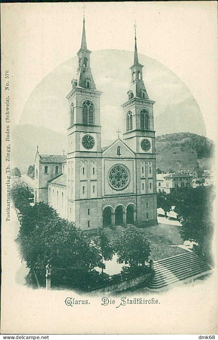 SWITZERLAND - GLARUS - DIE STADTKIRCHE - VERLAG TH. ZINGG - 1900s  (17192) - Glaris Norte