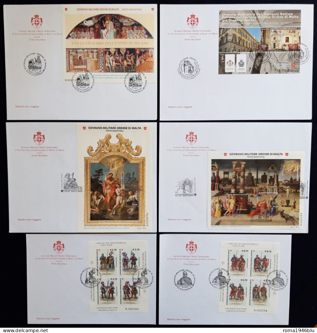 SMOM 2013 FDC Annata Completa  / Complete Year Set O/Used VF - Sovrano Militare Ordine Di Malta