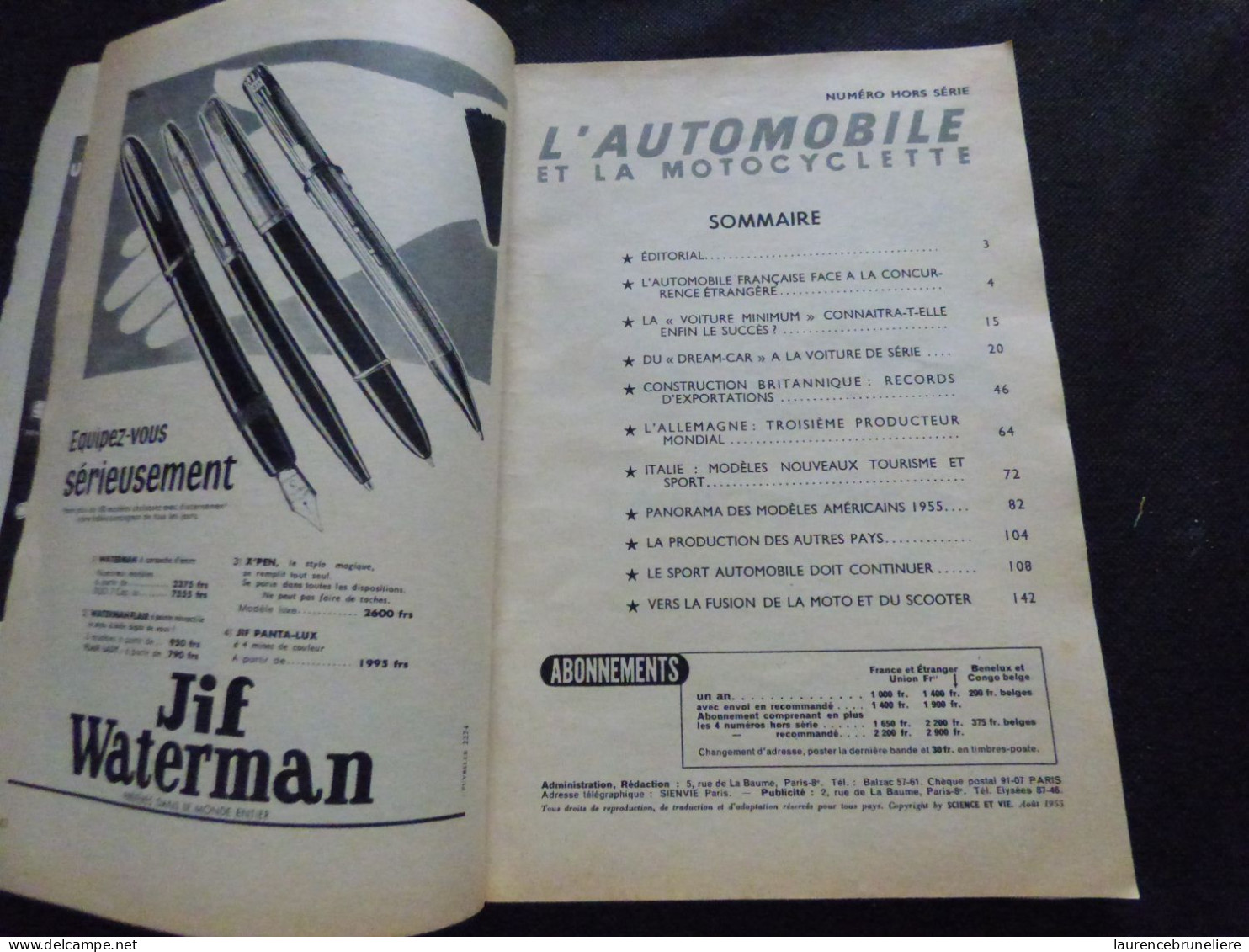 SCIENCE ET VIE - L' AUTOMOBILE ET LA MOTOCYCLETTE 1955-1956 - Auto/Motor