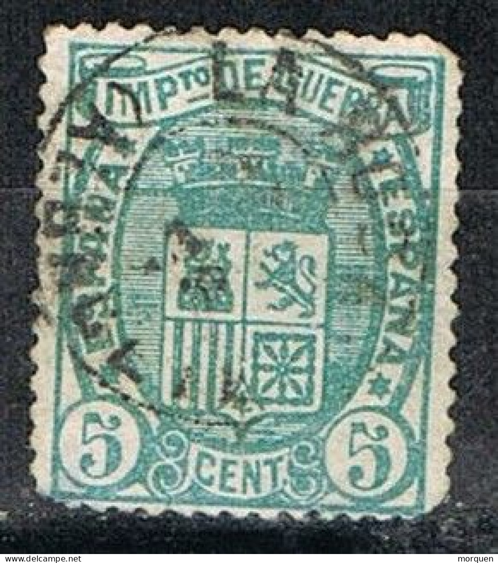 Sello 5 Cts 1875, Impuesto Guerra,, Fechador LA RODA (Albacete), Num 154 º - War Tax