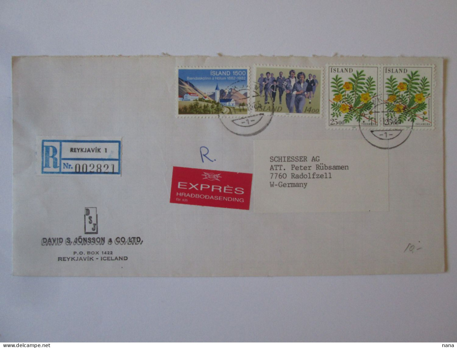 Islande/Iceland Enveloppe Recomandee Expres 1985/Registered Cover Expres 1985 - Lettres & Documents