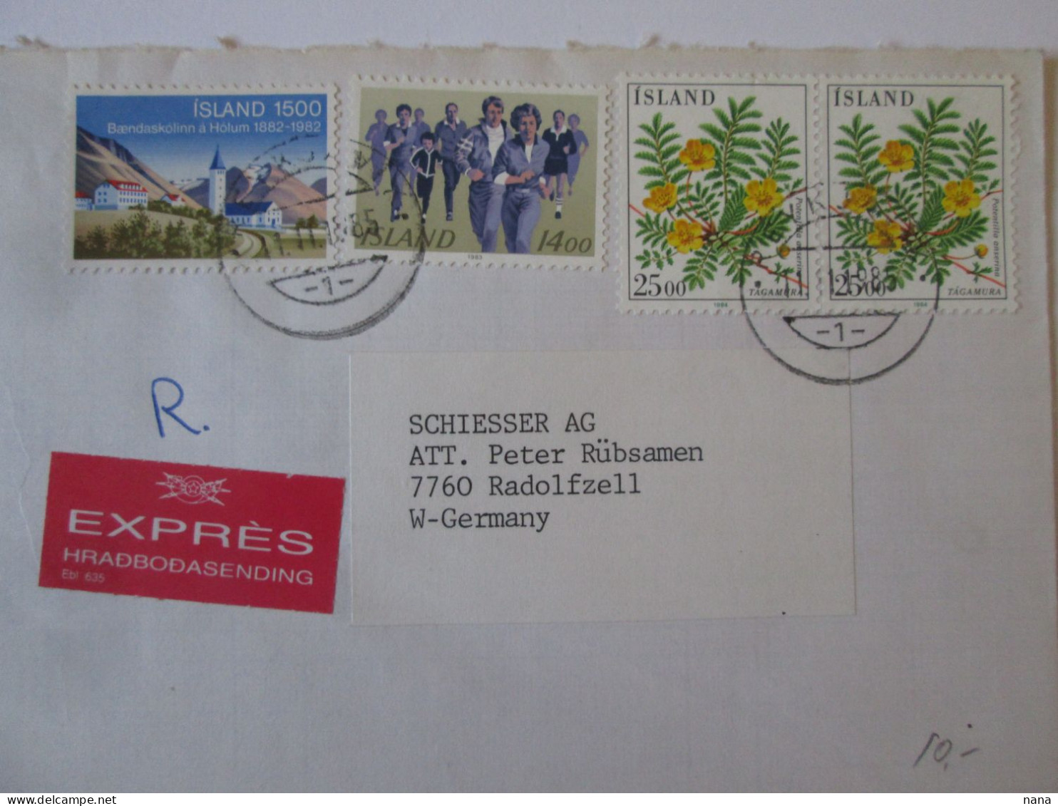 Islande/Iceland Enveloppe Recomandee Expres 1985/Registered Cover Expres 1985 - Cartas & Documentos