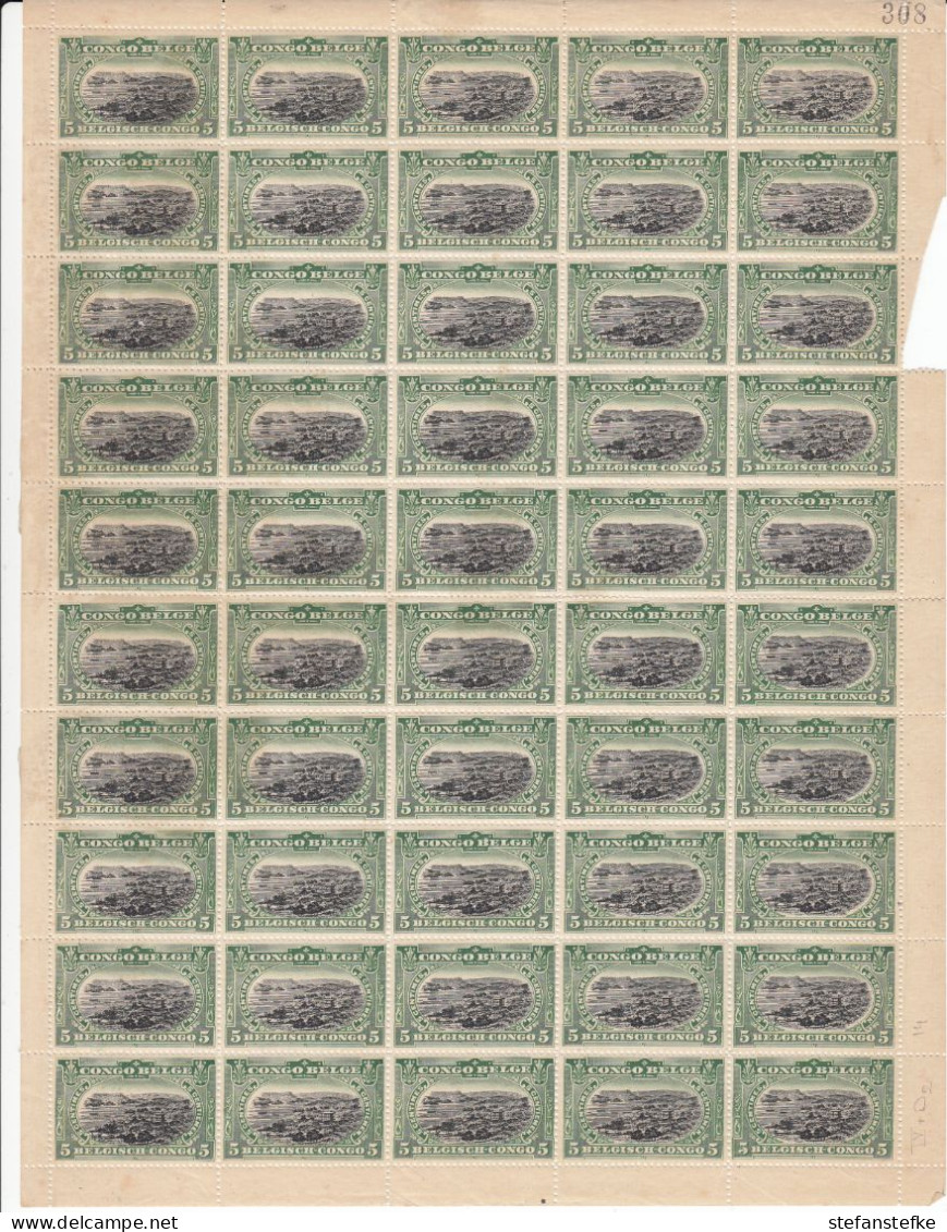 Congo Belge Ocb Nr: 54 ** MNH (zie Scan) IV + D2, 24 Timbres Gomme Abimé - Hojas Completas