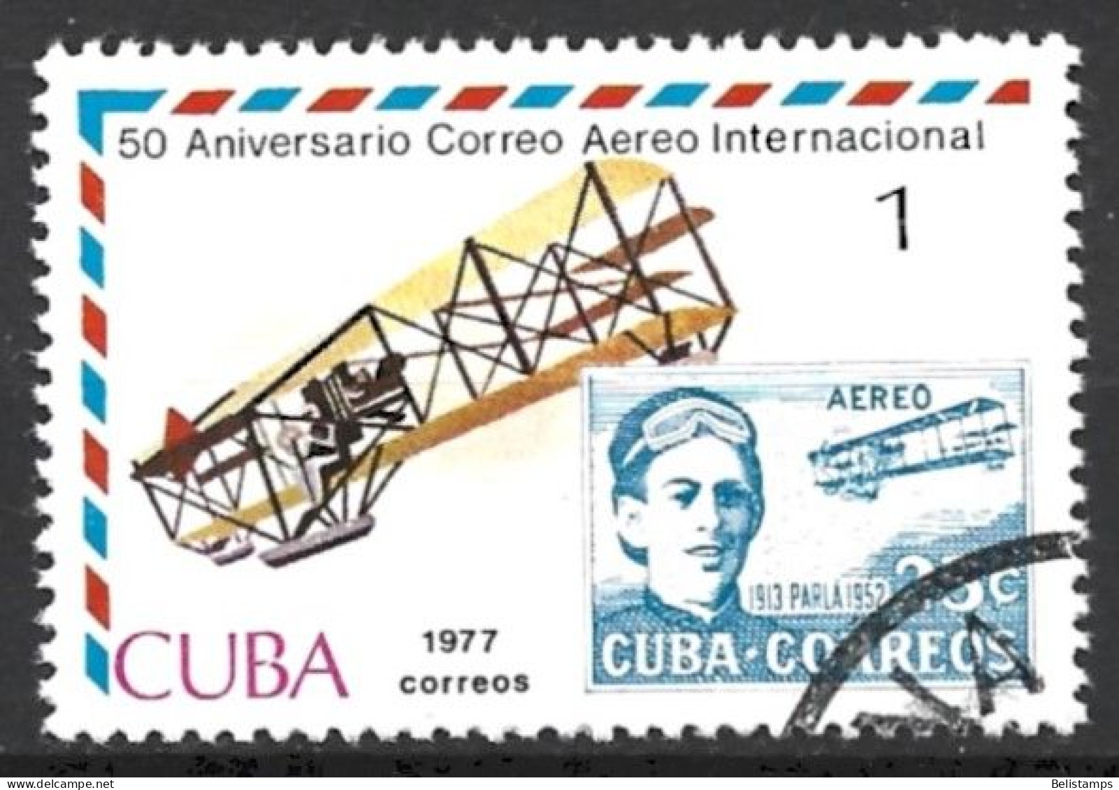 Cuba 1977. Scott #2160 (U) Intl. Airmail Service, 50th Anniv. - Used Stamps