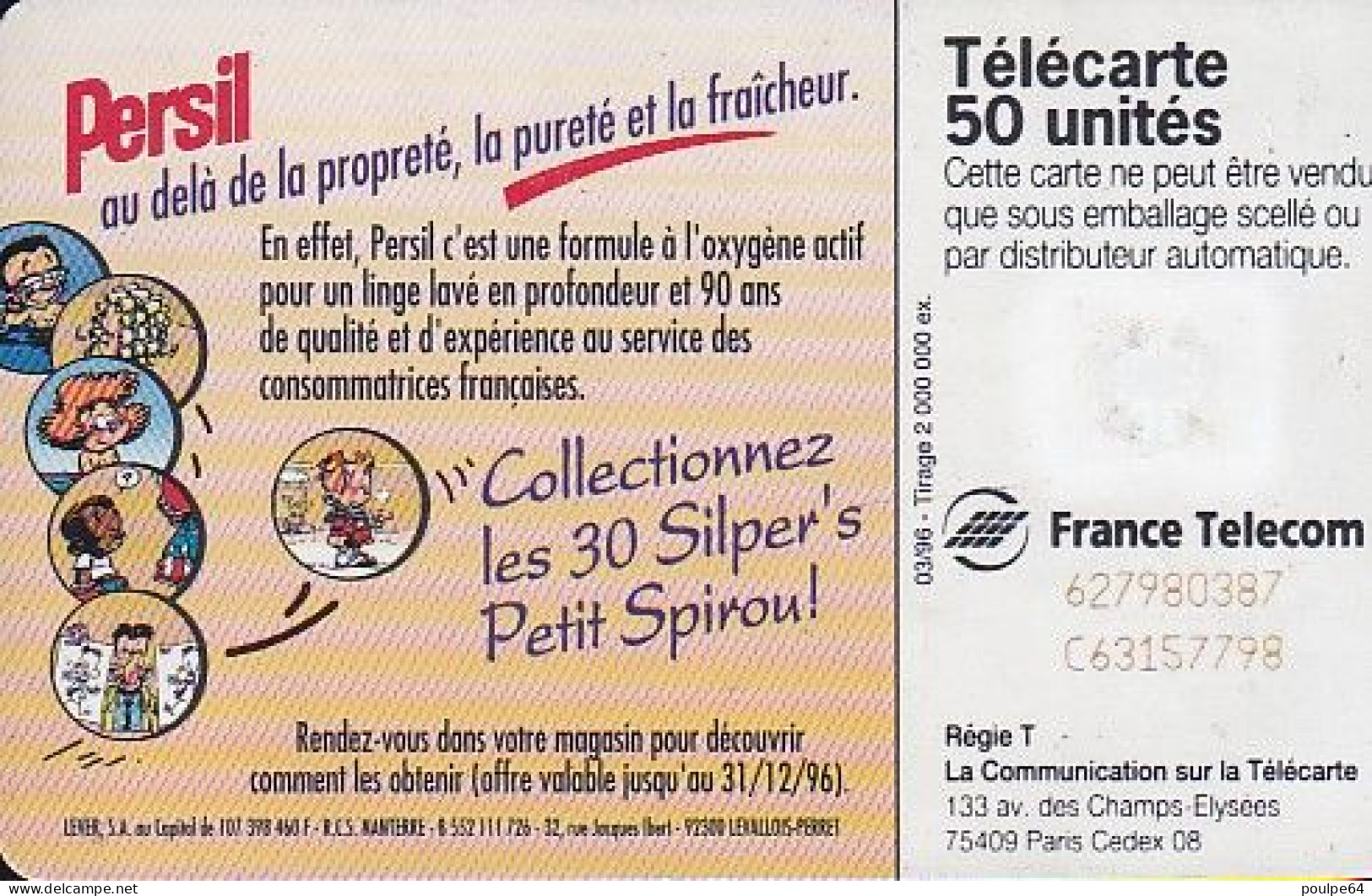 F633 03/1996 - PERSIL - 50 SC7 - (recto : Poteau Décalé Sous La Puce) - 1996