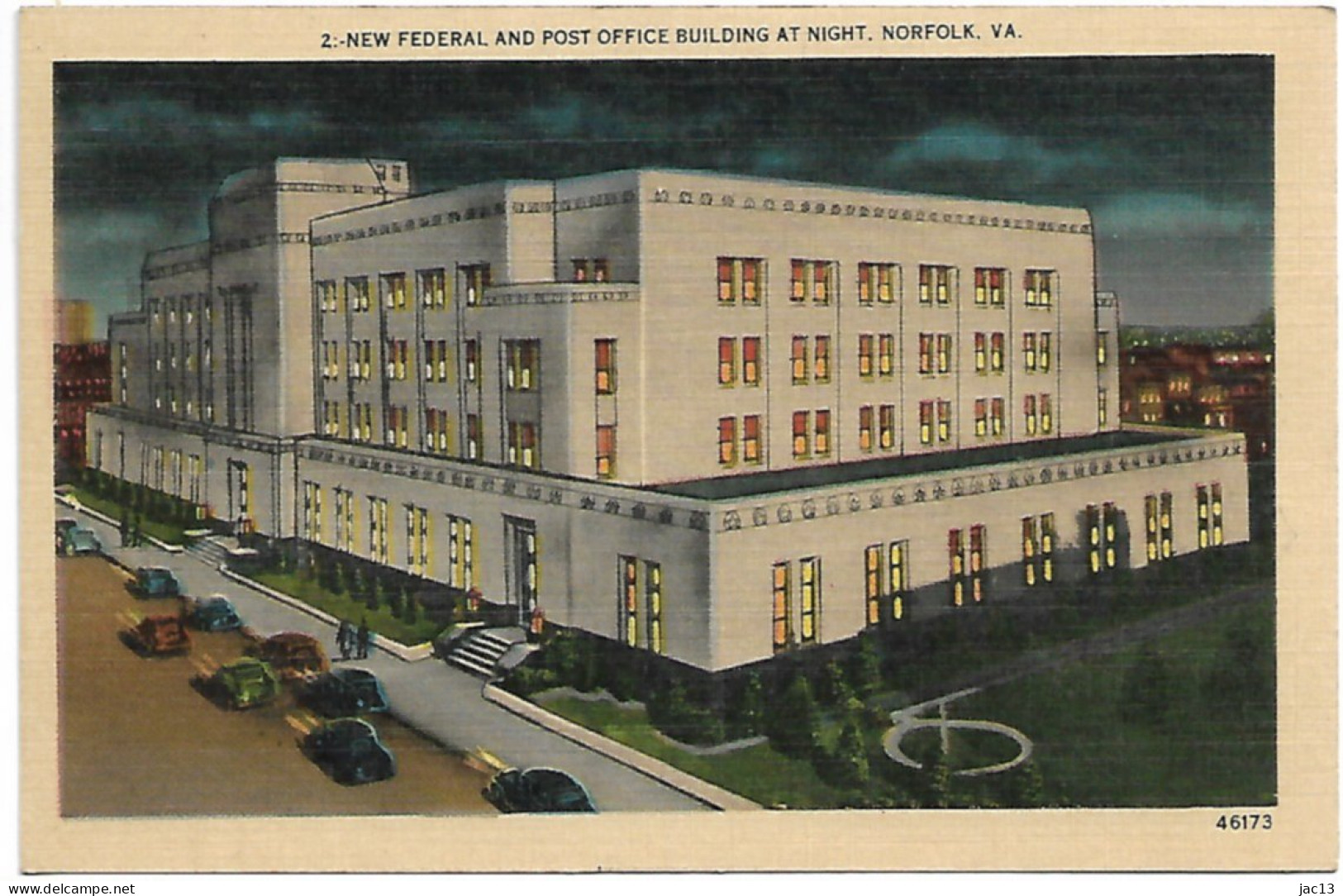 L200B1788 - Norfolk - 2 New Federal And Post Office Building At Night  - Norfolk