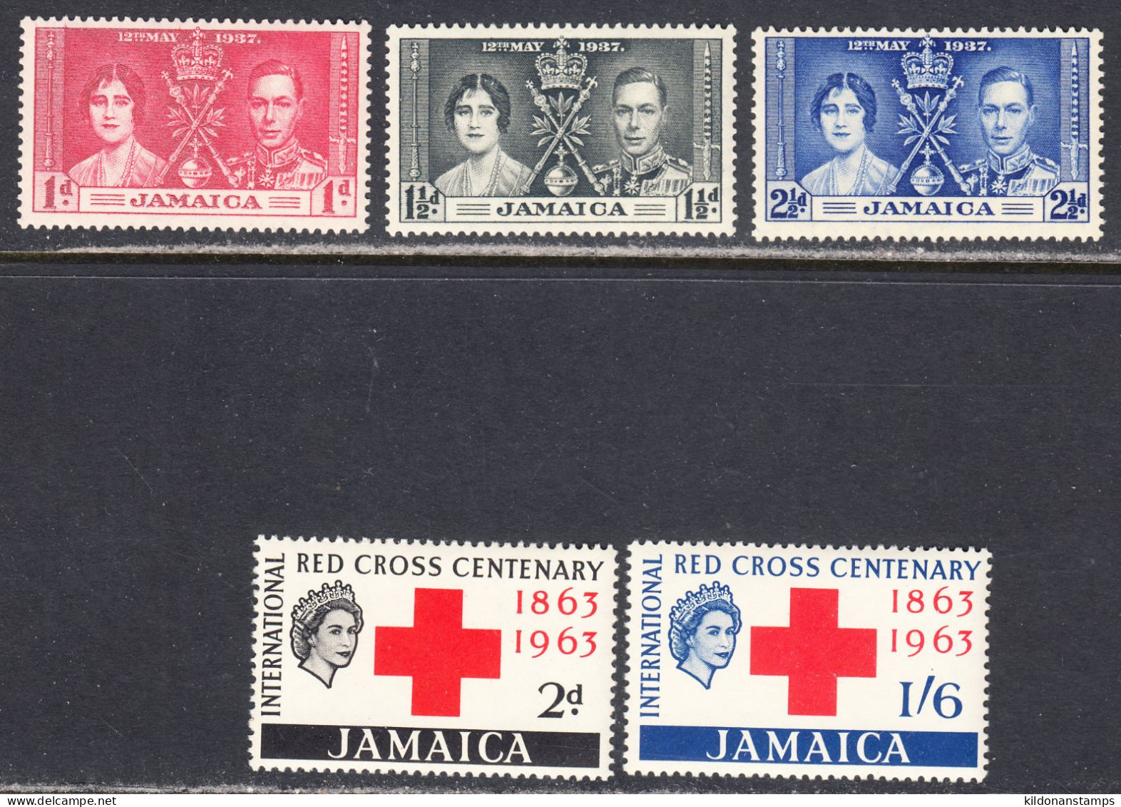 Jamaica 1937,1963 Mint No Hinge, Sc# 113-115, 203-204 SG ,Yt - Jamaica (...-1961)