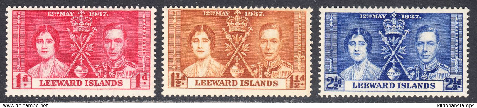 Leeward Islands 1937 Mint No Hinge, Sc# 100-102, SG ,Yt 86-88 - Leeward  Islands