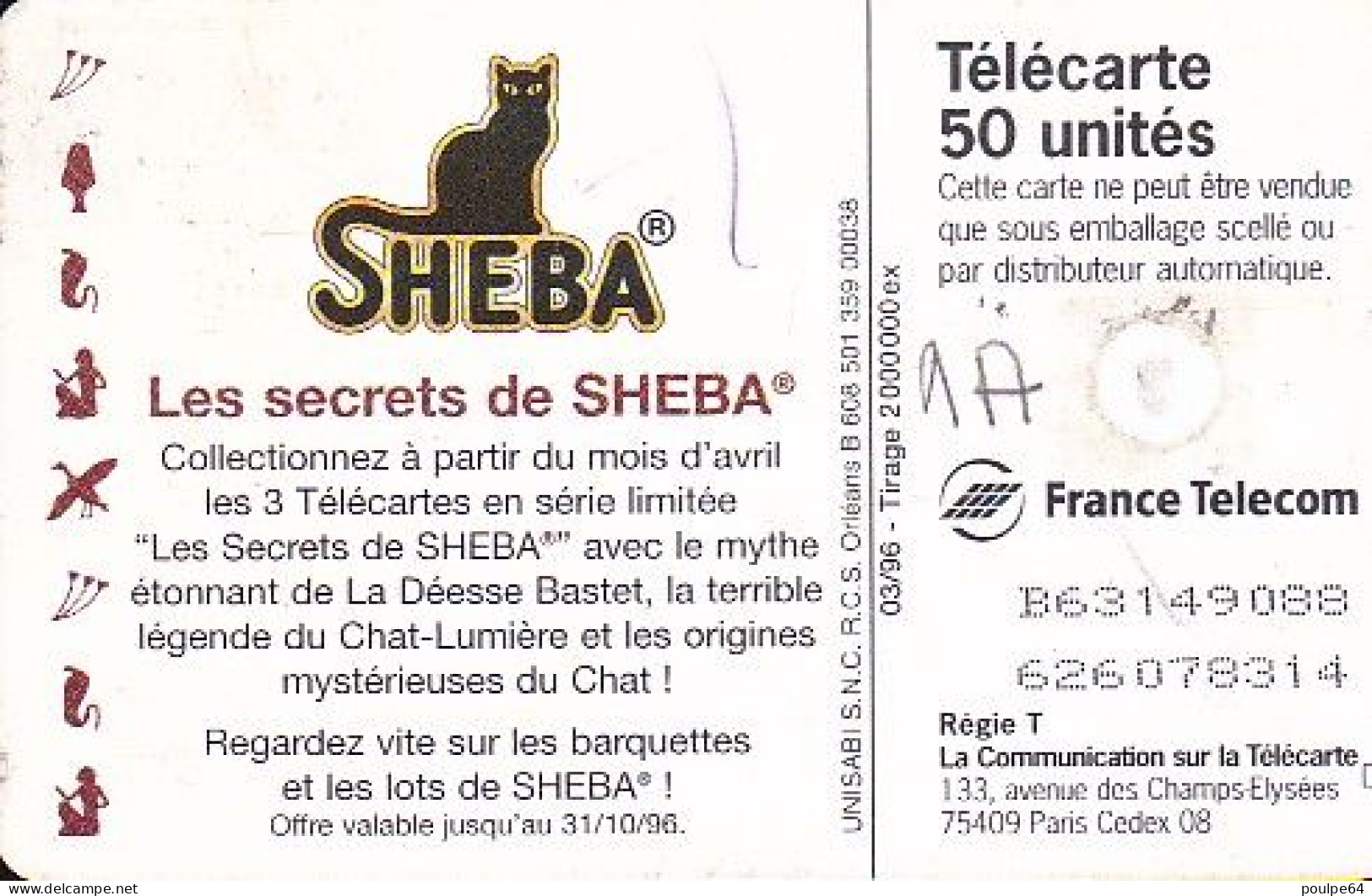 F635 03/1996 - SHEBA " Les Secrets " - 50 GEM1A - 1996