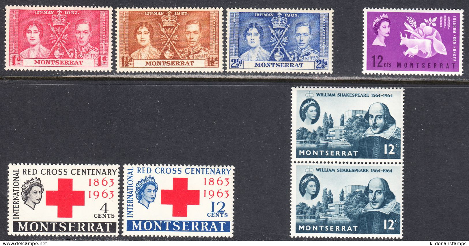 Montserrat 1937,63,64 Mint No Hinge, Sc# 89-91,150-153, SG ,Yt 91-93,... - Montserrat