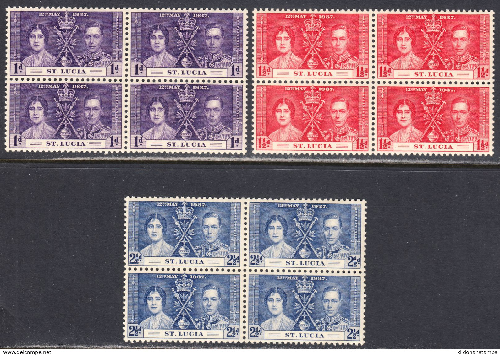 St. Lucia 1937 Mint No Hinge, Sc# 107-109, SG - St.Lucia (...-1978)