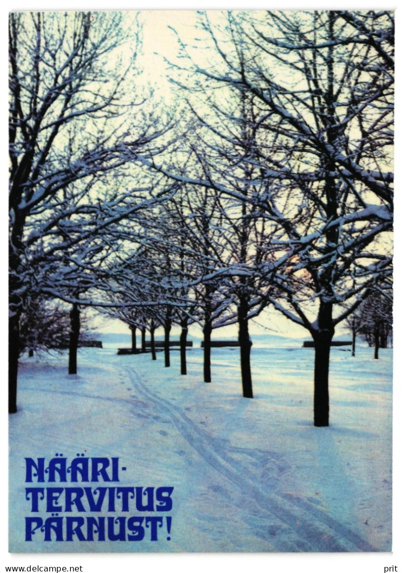 Happy New Year Greetings From Pärnu! 1977 Unused Vintage Postcard. Publisher Eesti Raamat, Estonia - Estonie