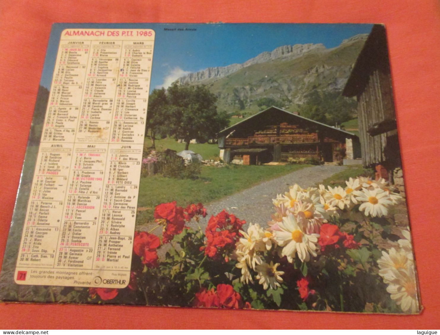 CALENDRIER ALMANACH 1985 MASSIF DES ARAVIS VALLEE DE LA HAUTE CLAREE OBERTHUR - Grand Format : 1981-90