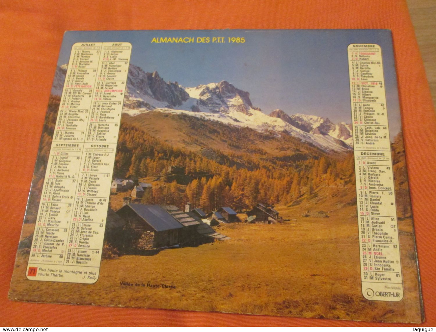 CALENDRIER ALMANACH 1985 MASSIF DES ARAVIS VALLEE DE LA HAUTE CLAREE OBERTHUR - Formato Grande : 1981-90