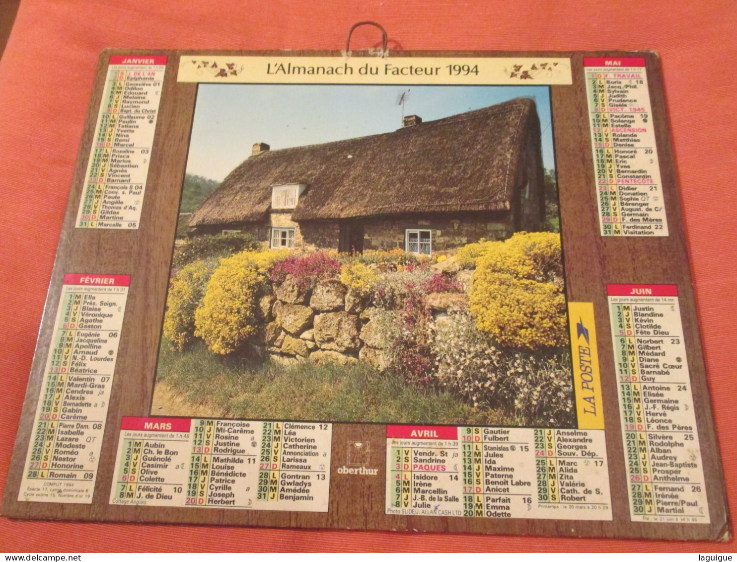 CALENDRIER ALMANACH 1994 COTTAGE ANGLAIS PAYSAGE D'ANDALOUSIE OBERTHUR - Grossformat : 1991-00