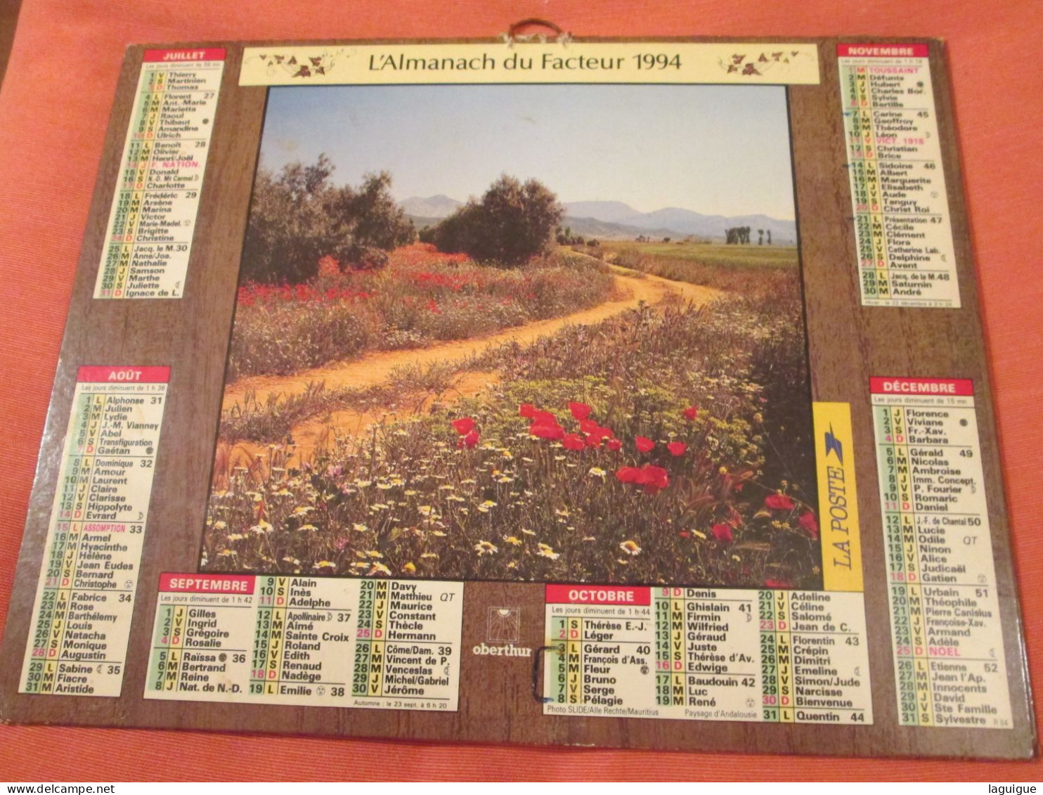 CALENDRIER ALMANACH 1994 COTTAGE ANGLAIS PAYSAGE D'ANDALOUSIE OBERTHUR - Formato Grande : 1991-00