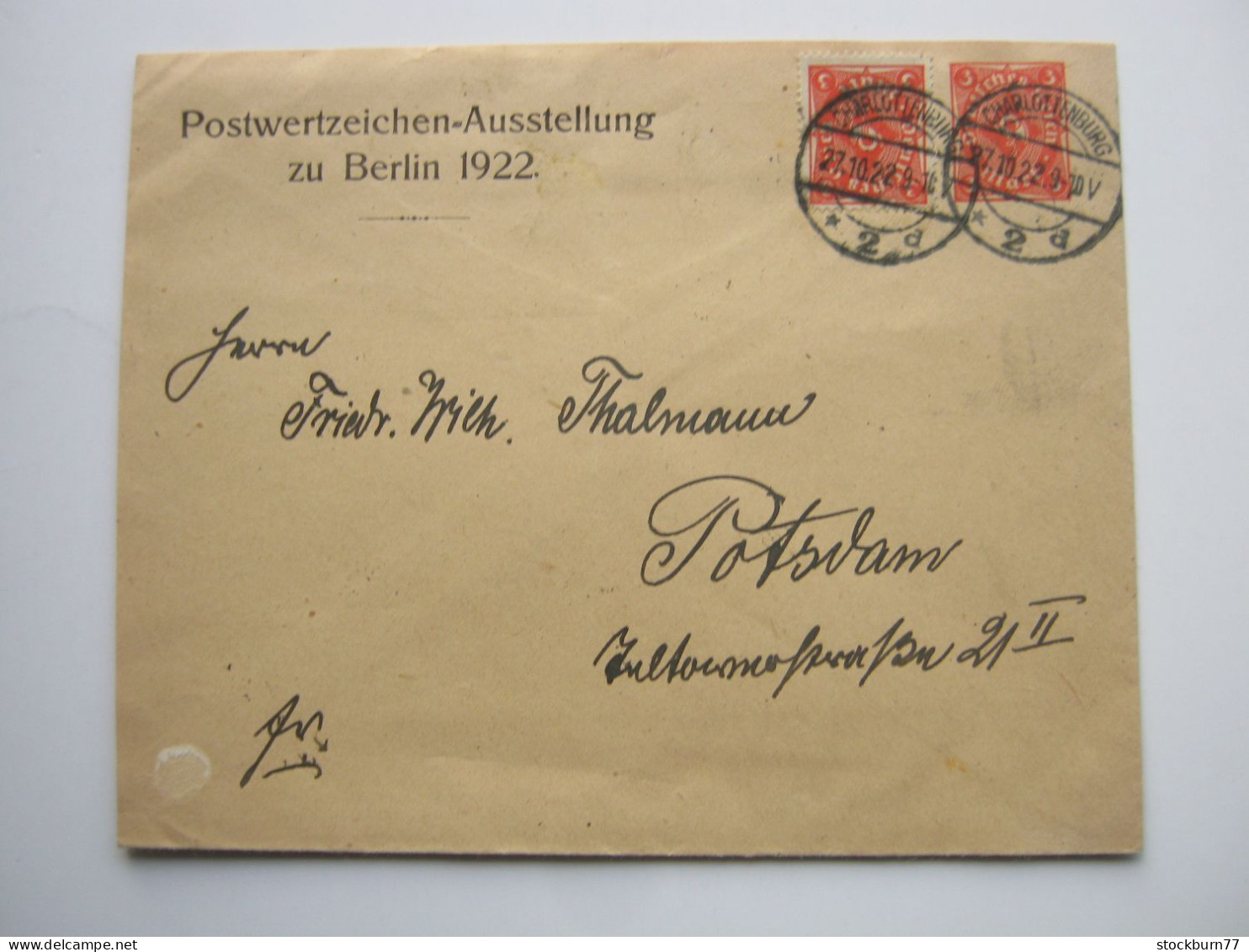 1922 ,  3 Mark Privatganzsache Aus Charlottenburg Mit  Zusatzfrankatur - Briefe