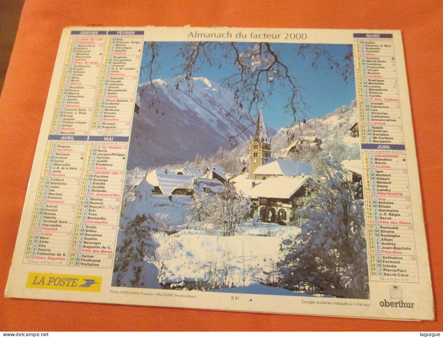 CALENDRIER ALMANACH 2000 VALLOUISE LA RESERVE DU MERLET CHAMONIX  OBERTHUR - Grand Format : 1991-00