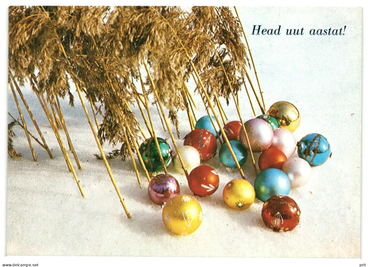 Christmas Decorations Glass Baubles Snow Reed Happy New Year! 1985 Unused Vintage Postcard Publ: Eesti Raamat, Estonia - Estonie