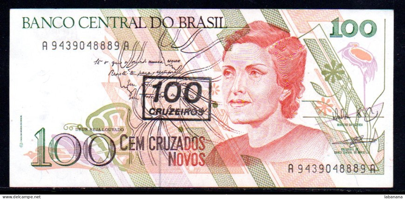 659-Brésil 100 Cruzeiros Sur 100 Cruzados Noves 1990 A9439A Neuf/unc - Brésil