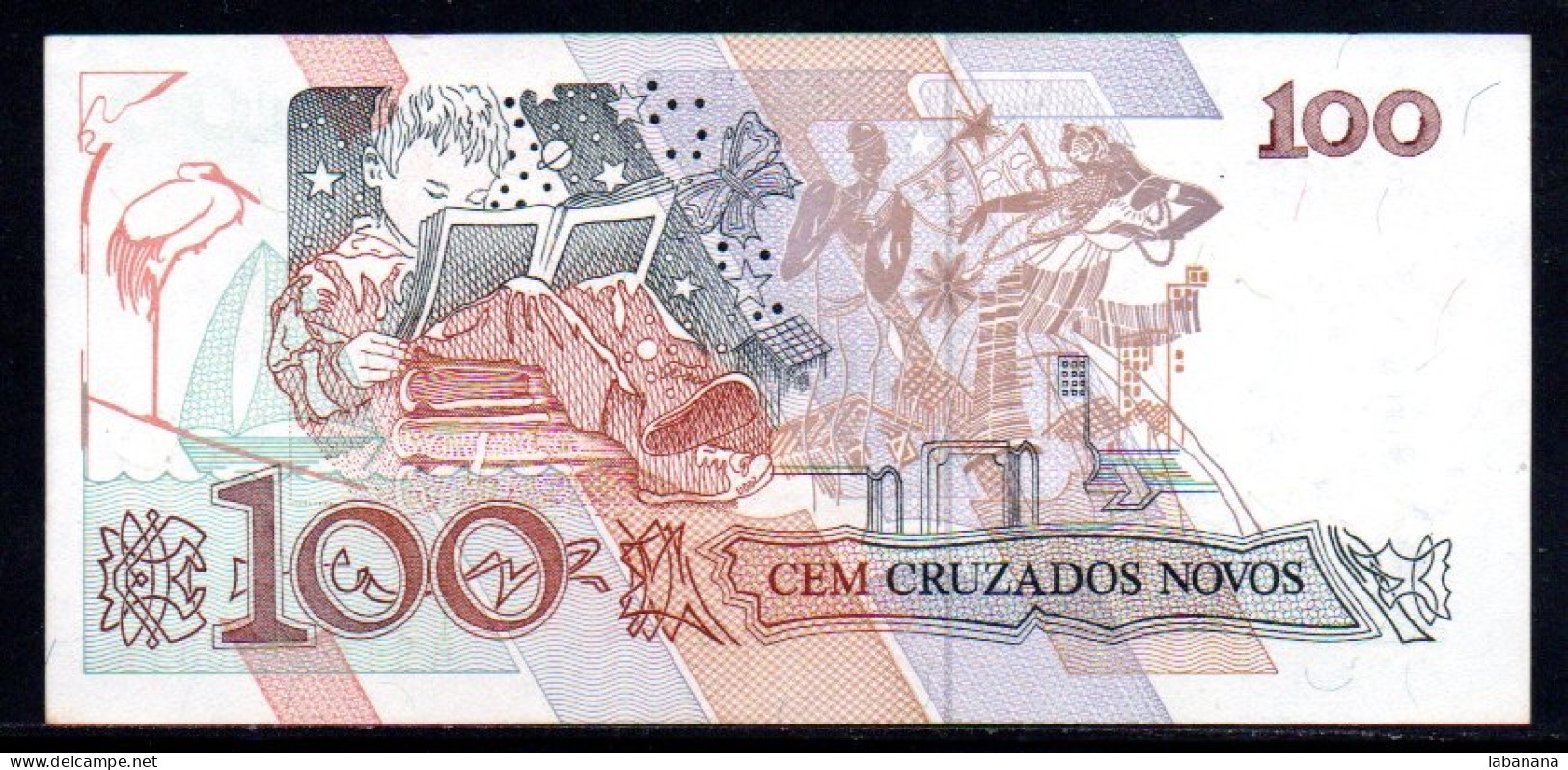 659-Brésil 100 Cruzeiros Sur 100 Cruzados Noves 1990 A9439A Neuf/unc - Brésil