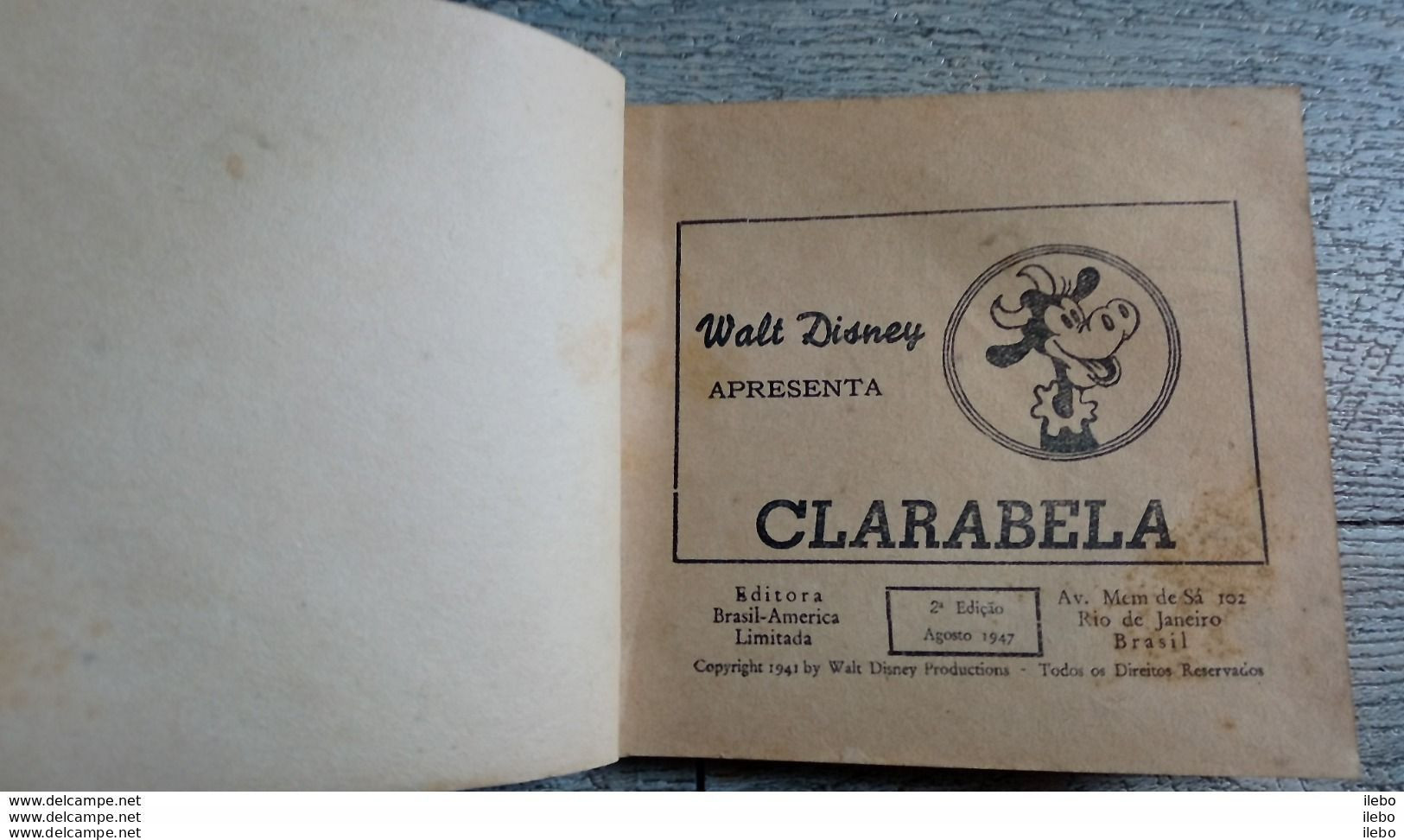 Clarabela Par Walt Disney 1947 Brésil Rio De Janeiro Portugais Rare Enfantina Clarabella - Disney