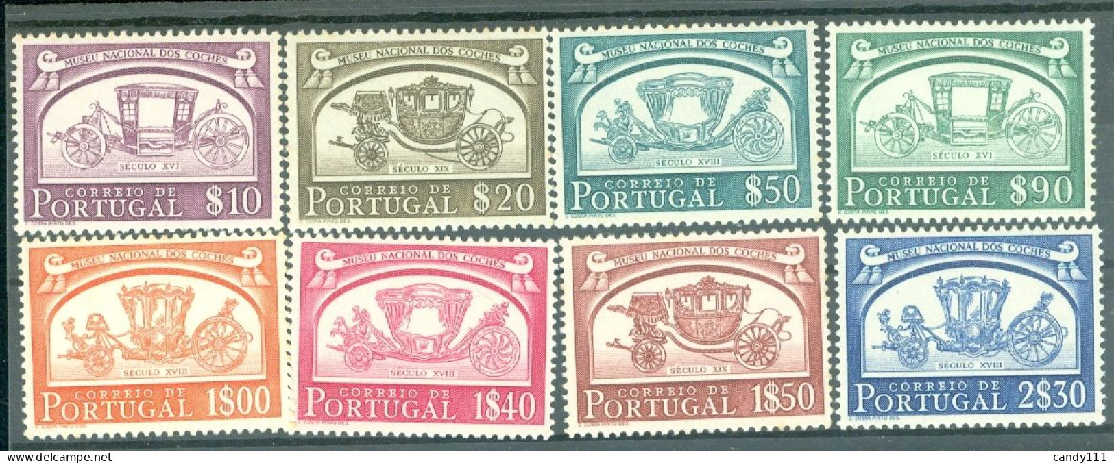 1952 Carriage Museum Lisbon,Philip II,João VI,papal Envoy,Portugal,770,CV$35,MNH - Postkoetsen