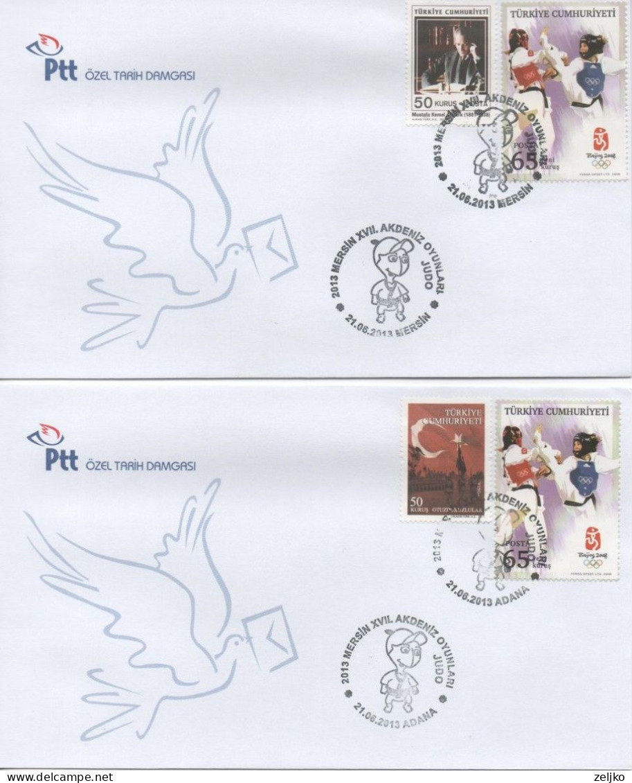 Turkey, Mediterranean Games 2013, Mersin And Adana, Judo ( You Can Buy Only One Cover - 2,50 € ) - Judo