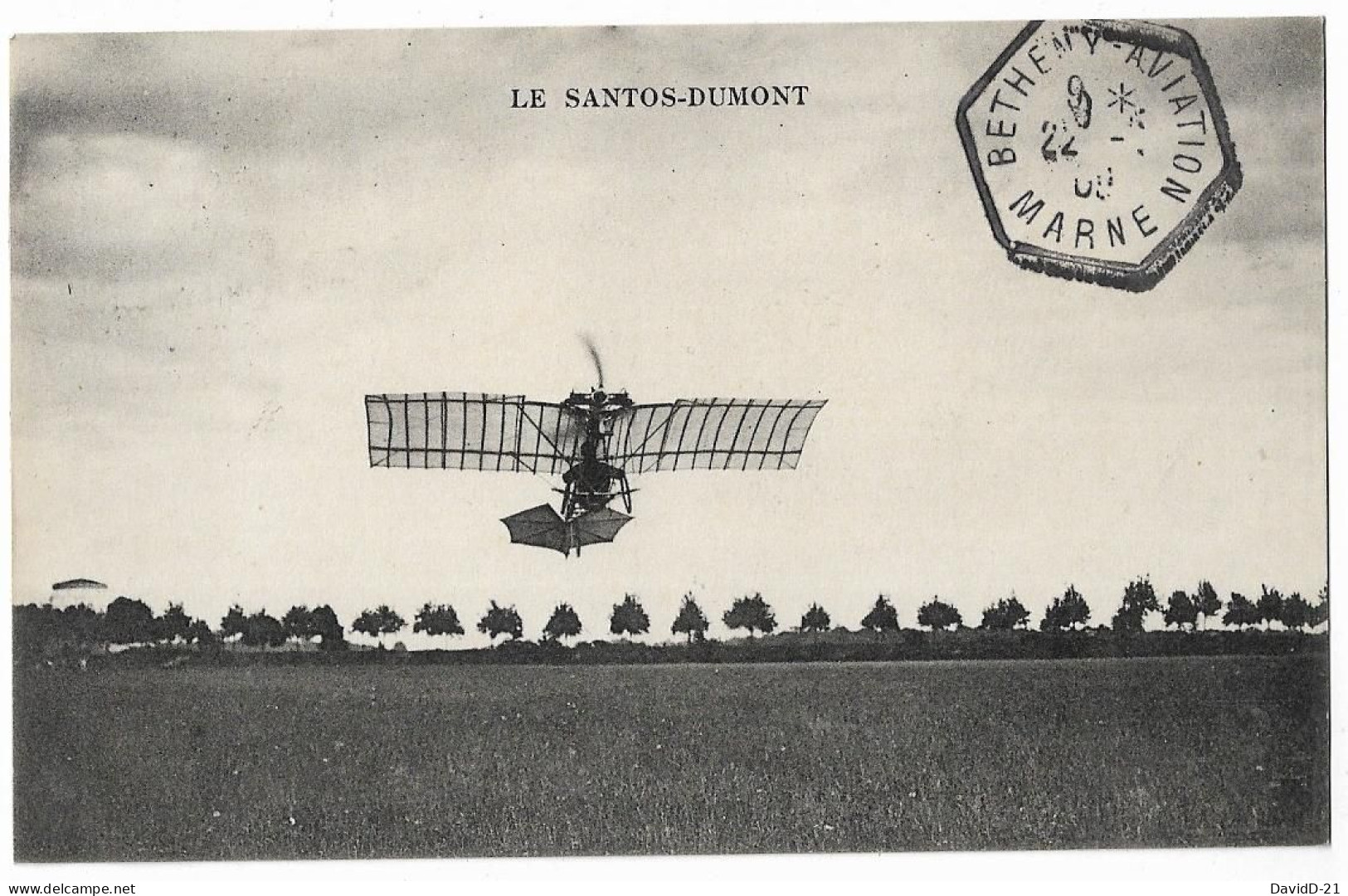 CPA AVIATION - L'Aéroplane Santos-Dumont - Cachet Héxagonal " Bétheny-Aviation " - (MARNE) X2 - 22 Août 1909 - Demonstraties