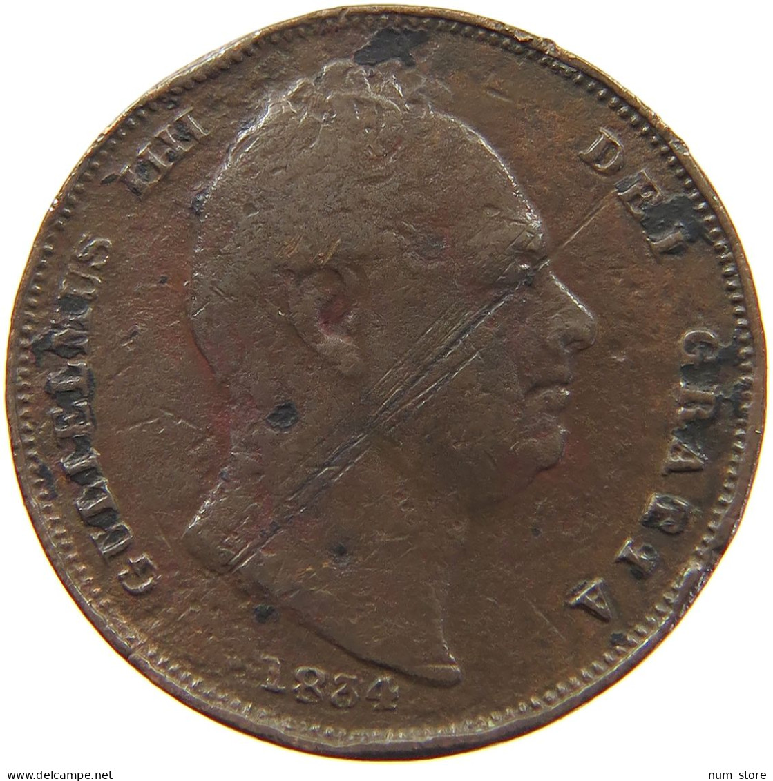 GREAT BRITAIN FARTHING 1834 WILLIAM IV. (1830-1837) #a058 0107 - B. 1 Farthing