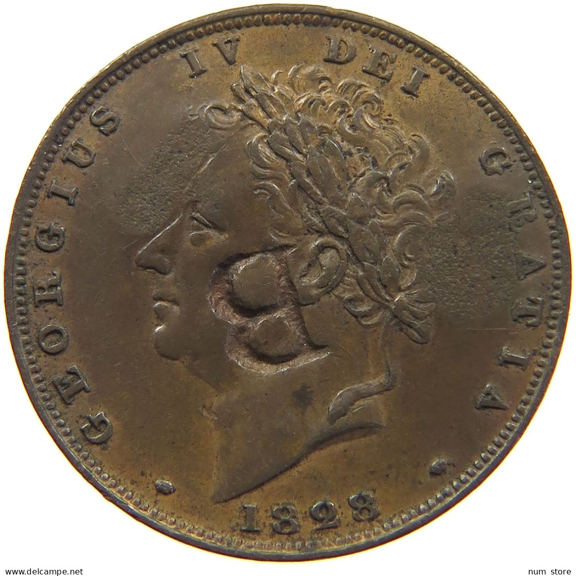 GREAT BRITAIN FARTHING 1828 GEORGE IV. (1820-1830) FARTHING 1828 COUNTERMARKED B , IB #t008 0063 - B. 1 Farthing