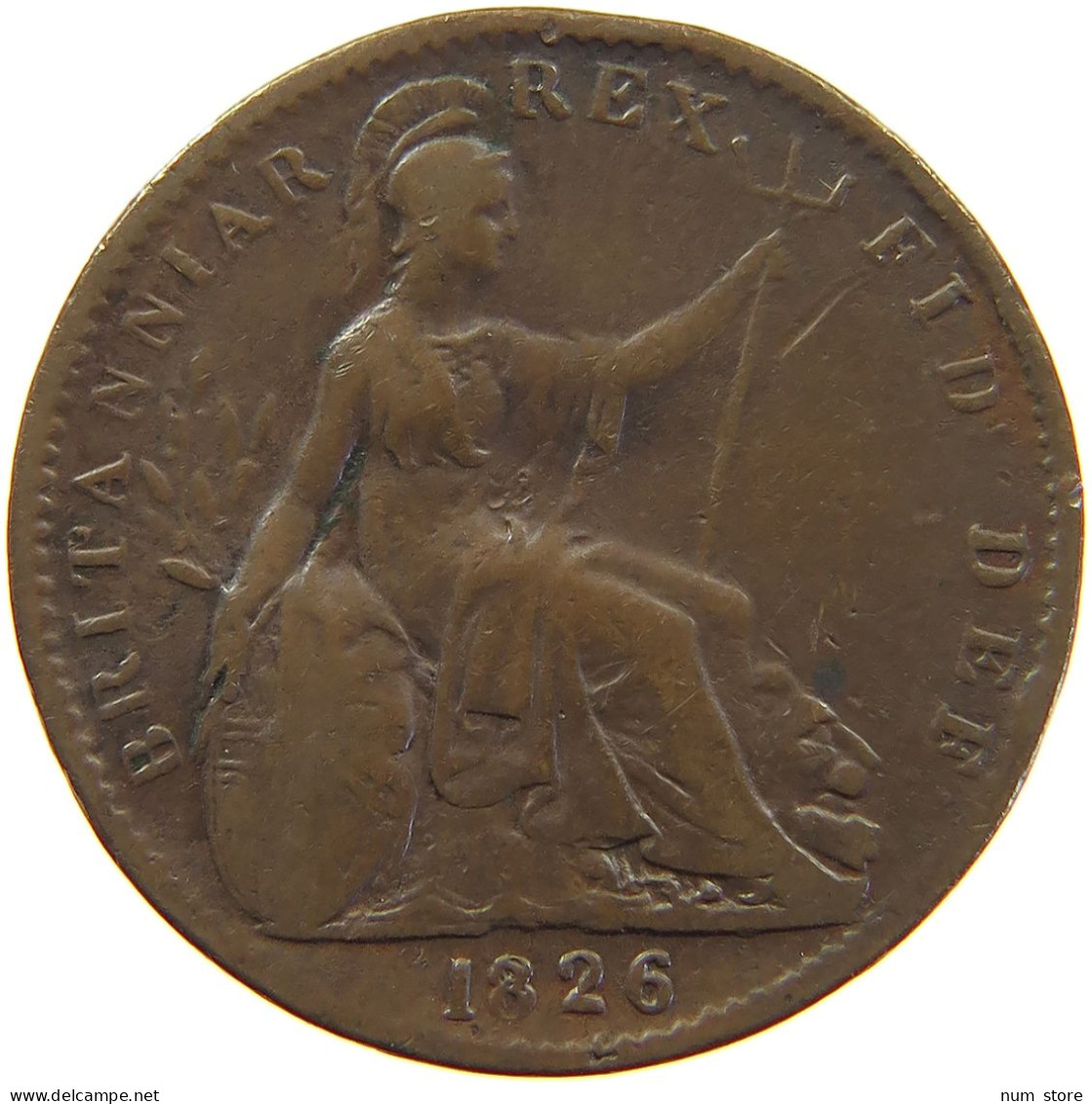 GREAT BRITAIN FARTHING 1826 GEORGE IV. (1820-1830) DOUBLE STRUCK DATE #s024 0093 - B. 1 Farthing