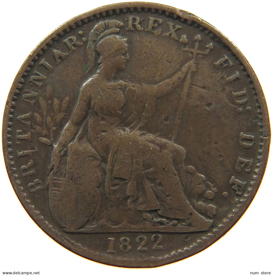 GREAT BRITAIN FARTHING 1822 GEORGE IV. (1820-1830) #c081 0069 - B. 1 Farthing