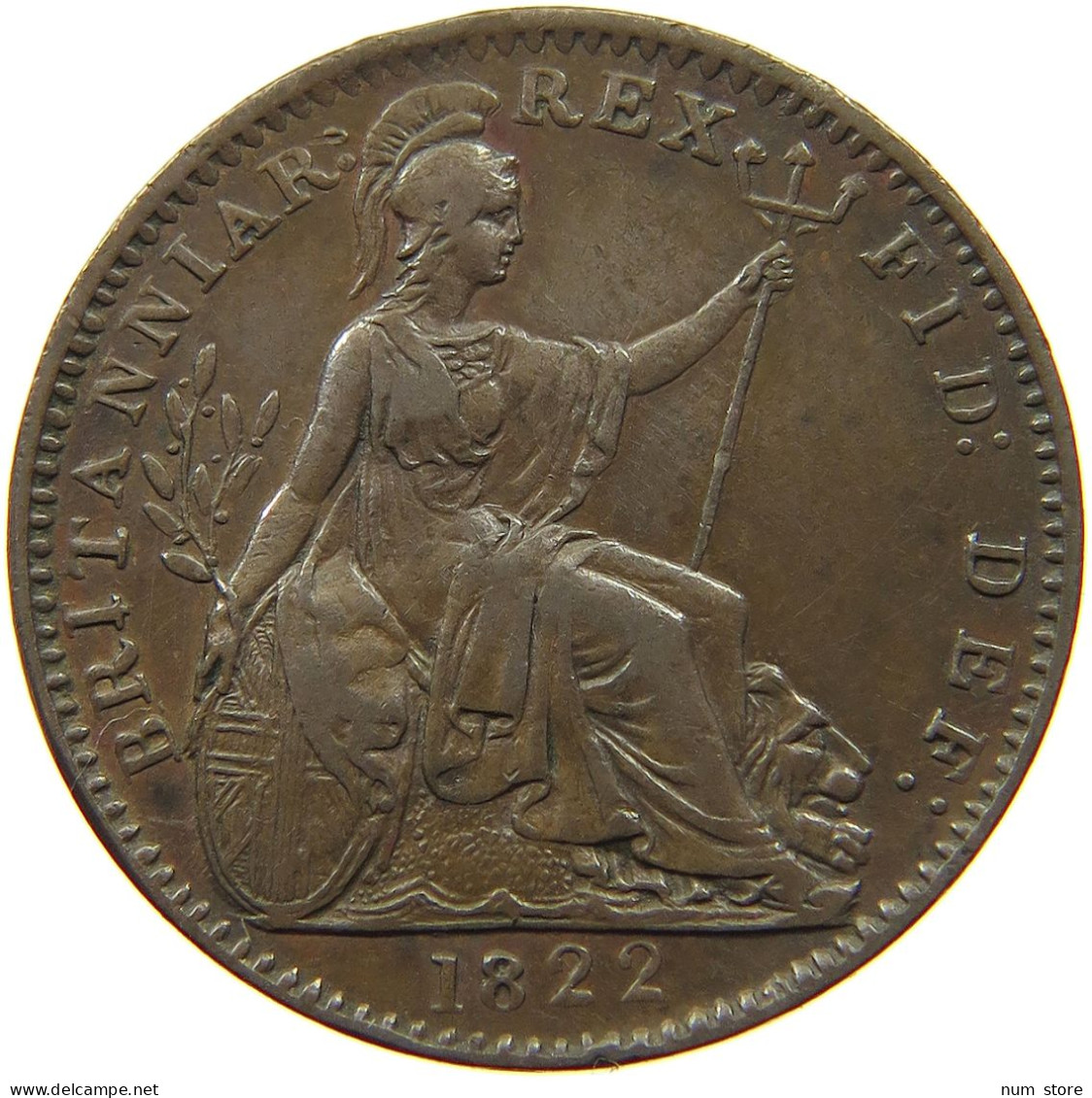 GREAT BRITAIN FARTHING 1822 GEORGE IV. (1820-1830) #t058 0547 - B. 1 Farthing