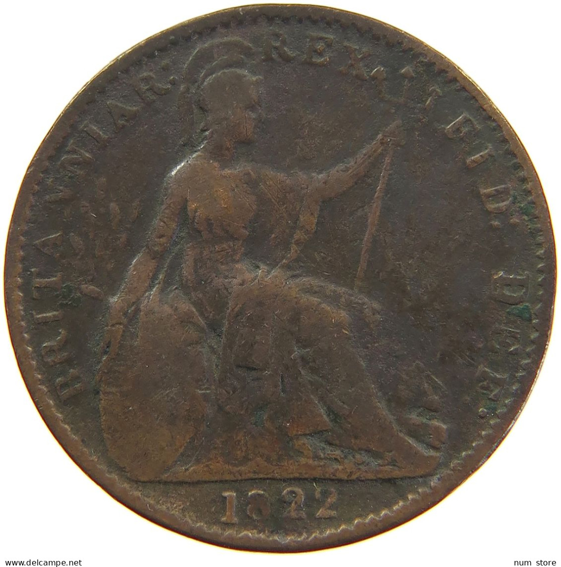 GREAT BRITAIN FARTHING 1822 GEORGE IV. (1820-1830) #c064 0083 - B. 1 Farthing