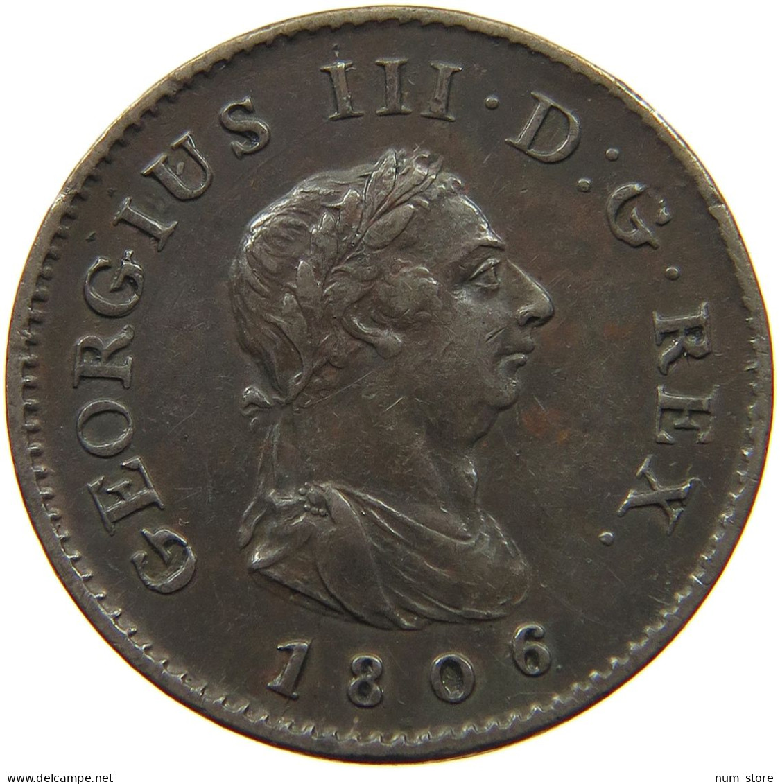 GREAT BRITAIN FARTHING 1806 SOHO GEORGE III. 1760-1820 #t073 0023 - A. 1 Farthing