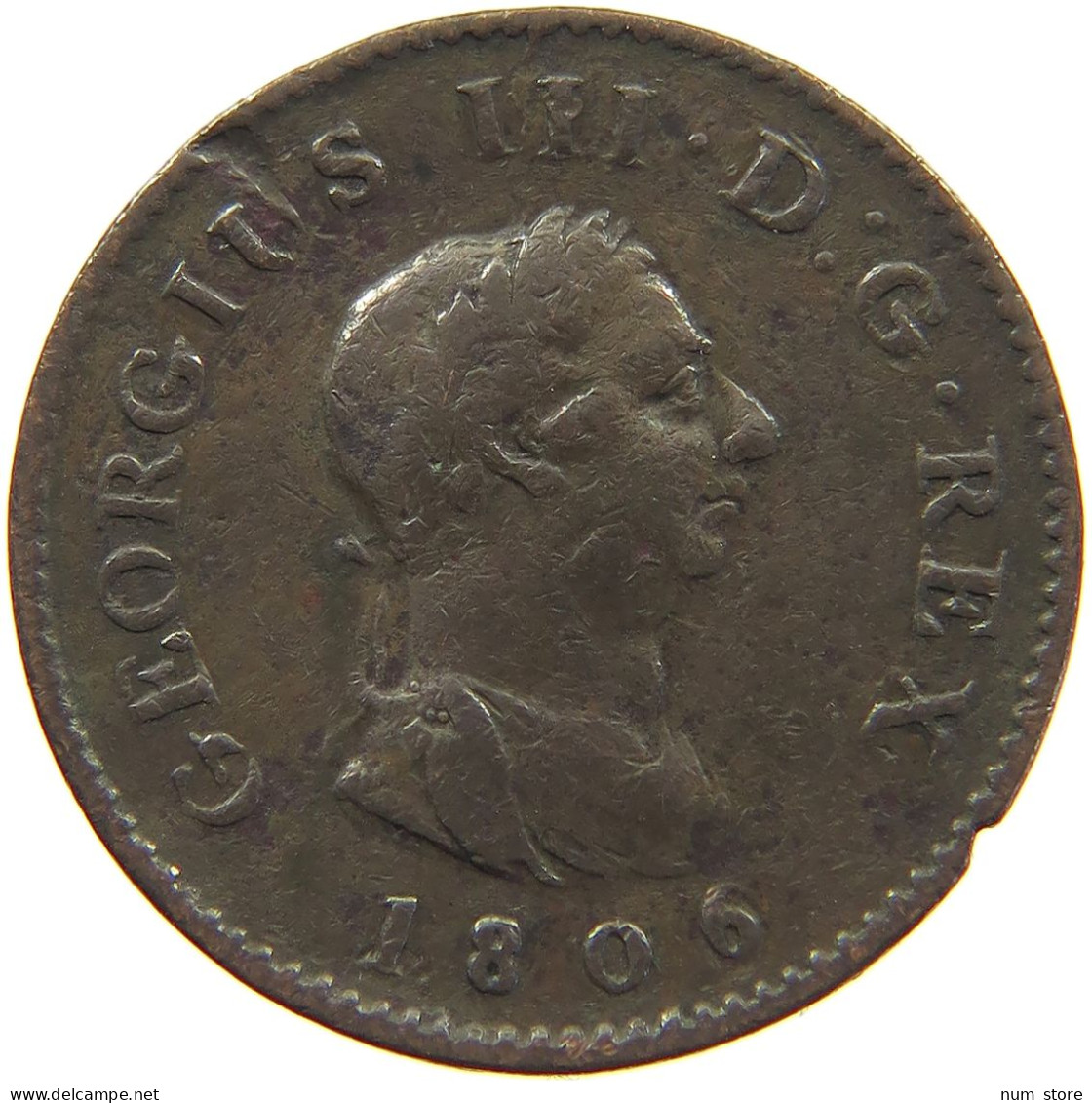 GREAT BRITAIN FARTHING 1806 GEORGE III. 1760-1820 #c034 0095 - A. 1 Farthing