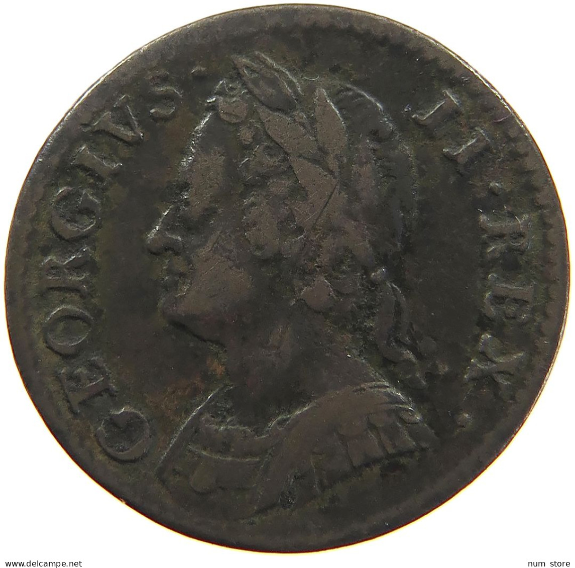 GREAT BRITAIN FARTHING 1754 George II. 1727-1760. #t021 0137 - A. 1 Farthing