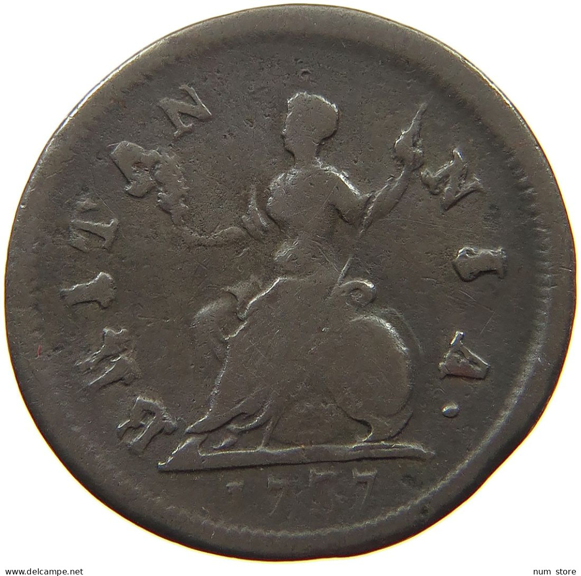 GREAT BRITAIN FARTHING 1737 George II. 1727-1760. #t149 0205 - A. 1 Farthing