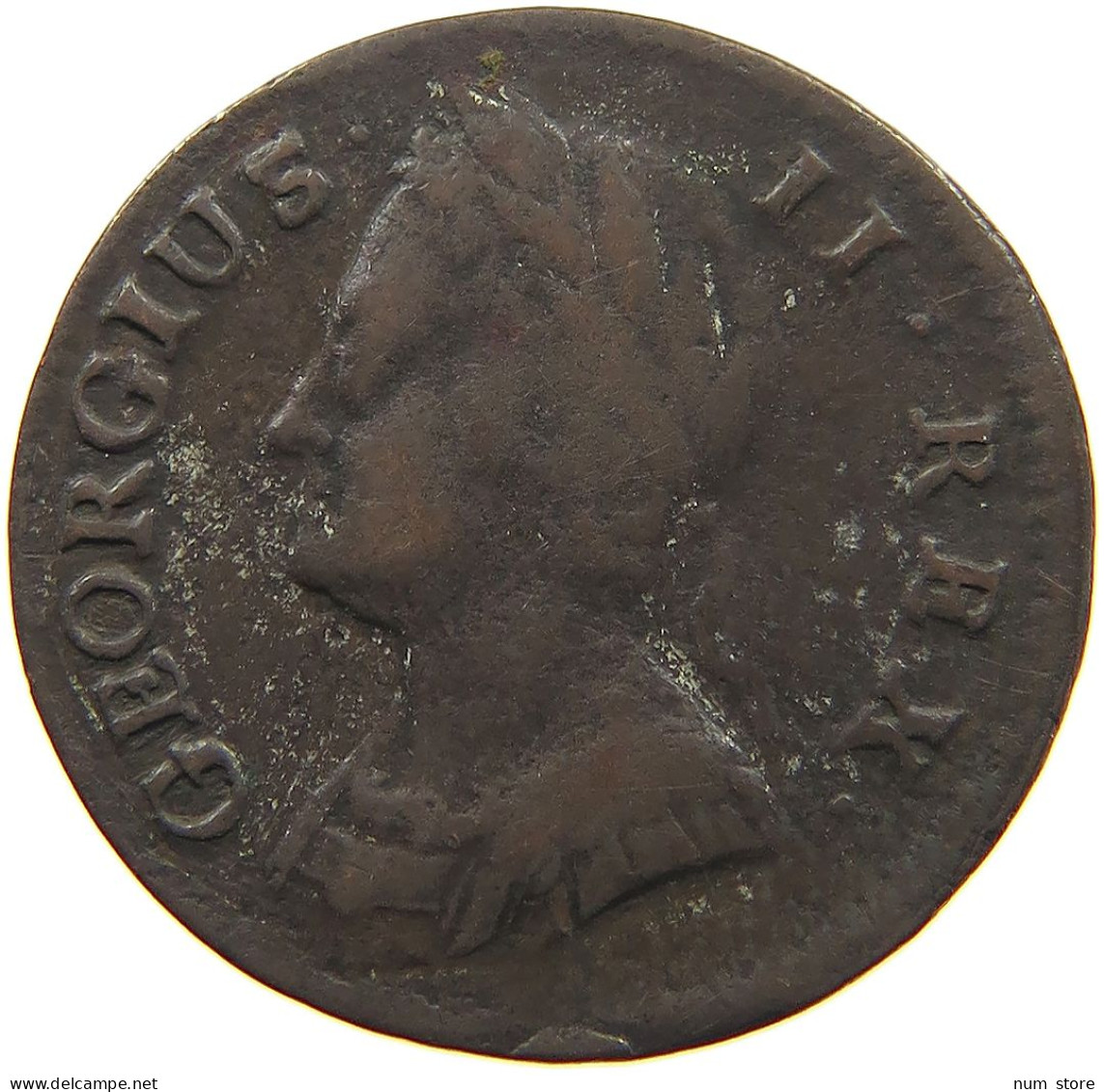 GREAT BRITAIN FARTHING 1744 George II. 1727-1760. #c001 0161 - A. 1 Farthing